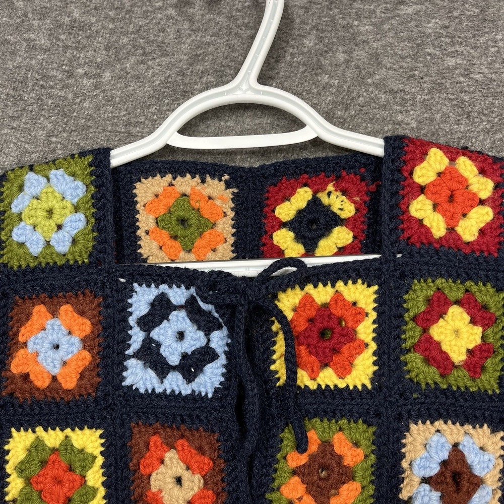 Vintage Handmade Granny Square Crochet Tank Top Women's Small Hippie Colorblock - Picture 8 of 10